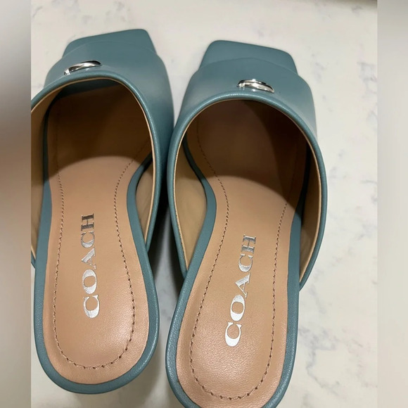 Coach Women's Teal Mules with Silver Accent - Picture 5 of 11